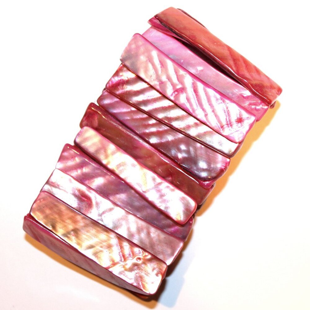 Light Pink Mother of Pearl  Sea Shell Stretch Sand Ocean Beach Bracelet